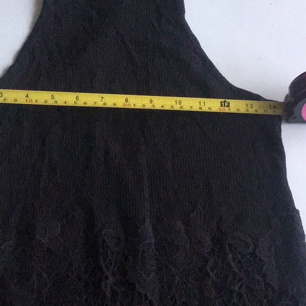 Free People Nora Lace overlay crochet knit black midi racerback sleeveless Dress - Picture 4 of 16